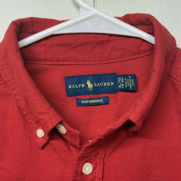 Polo Ralph Lauren Bear Logo Oxford Shirt Button Down Performance Kids XL Men S - Picture 5 of 12